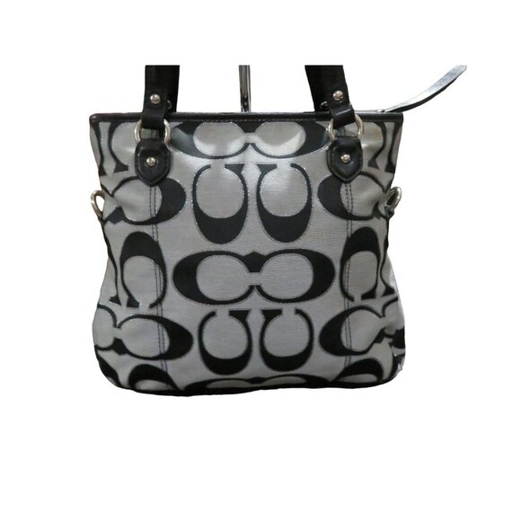 COACH 2013 Daisy Mia Signature C canvas & leather Black & Gray Metallic Satchel - Picture 2 of 12